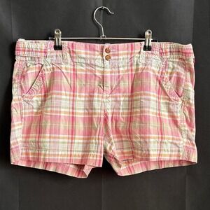 Old Navy 14 Pink Plaid Madras Shorts Women Y2K 2010 Beachy Festival Boho Barbie
